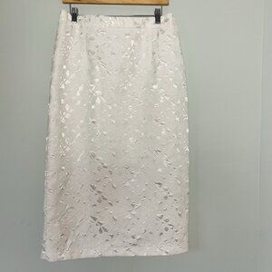 Vintage White Lace Pencil Skirt sz 14 Lined Resortwear Vacation Party Cottage